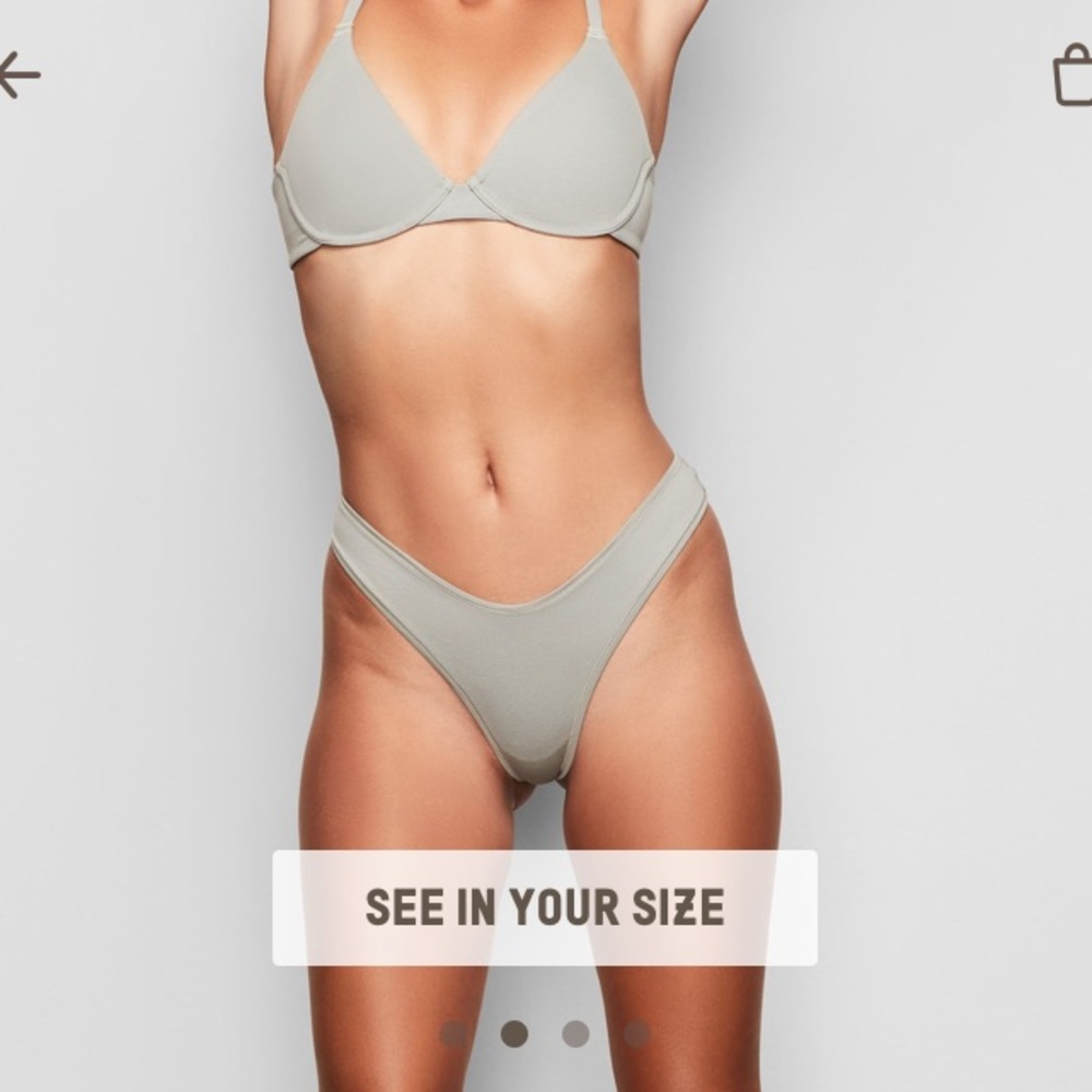 XX SOLD XX Skims || Cotton Dipped Thong - Mineral - Picture 6 of 8